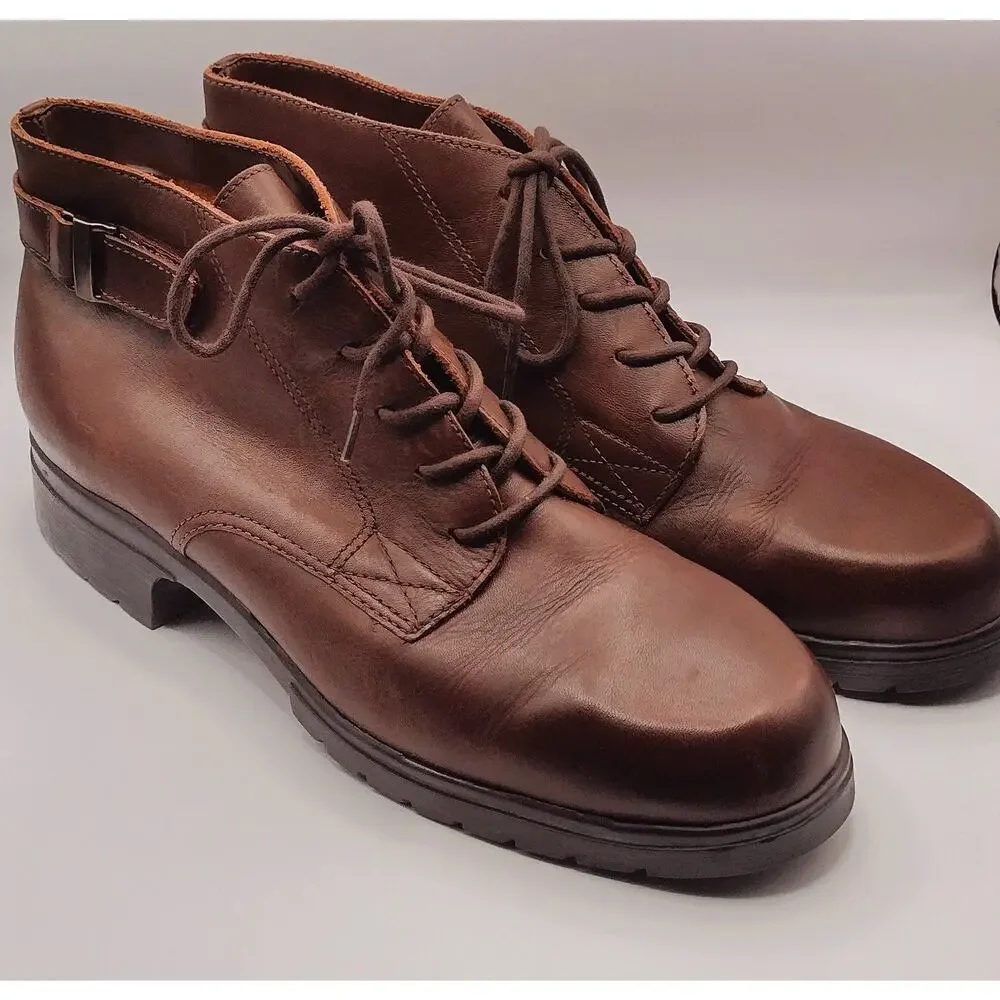 Nicole Club Valerie Brown Leather Lace Up Ankle Booties 10M